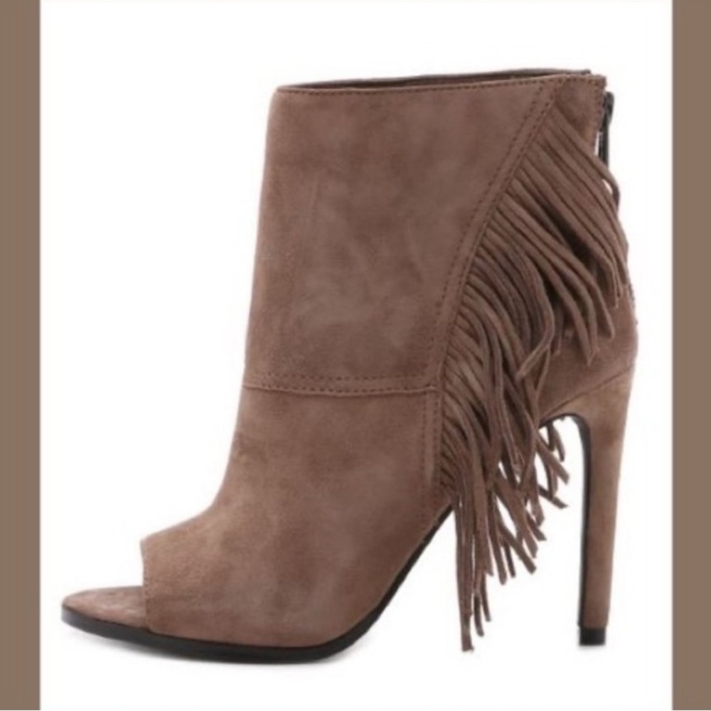 Taupe Suede Dolce Vida Hanover Fringe Booties